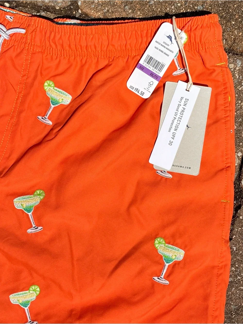 NEW Tommy Bahama Men's 2XL XXL Naples Marina Margarita Orange Swim Trunks Shorts